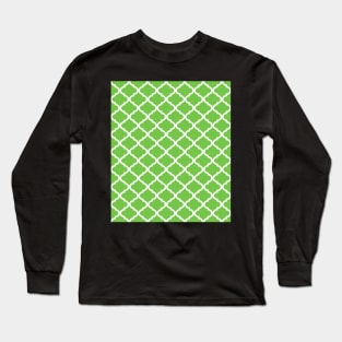 Bold Lime Green White Quatrefoil Pattern Long Sleeve T-Shirt